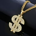 thumbnail image 3 of Gold Chain for Men with Dollar Sign Pendant Necklace, 3 of 6