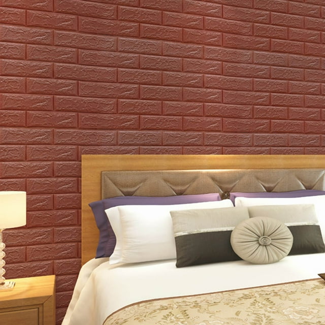 Paneles de pared de ladrillo 3D | Papel tapiz autoadhesivo de espuma de PE | Vinilo de piedra en relieve de 35 x 38,5 cm para habitación infantil, sala de estar y pared de TV | Aislamiento acústico