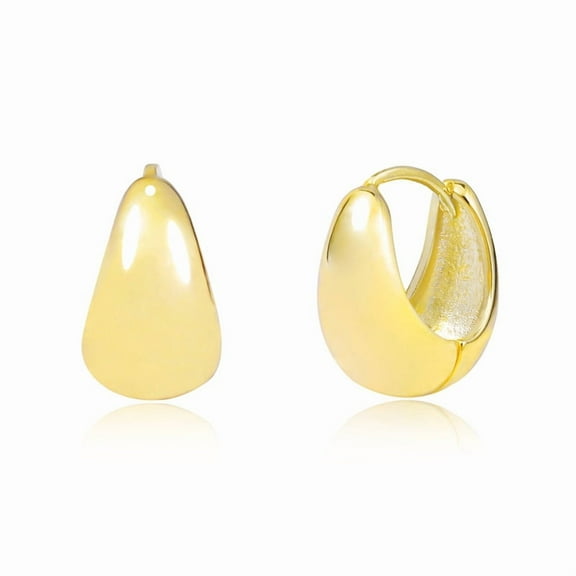 Alexcraft Chunky Hoop Earrings for Women 14k Gold Plated Sterling Silver Huggie Hoops Earrings Small Thick Gold Silver Hoop Earrings Jewelry