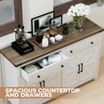 thumbnail image 2 of Frmobepts Farmhouse Kitchen Buffet Storage Cabinet, 4-Doors 2 Large Drawer Wood Sideboard Credenza with Adjustable Shelves, White, 2 of 7