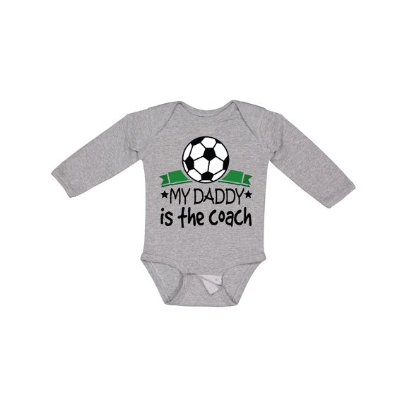 Inktastic Soccer My Daddy is the Coach Boys or Girls Long Sleeve Baby Bodysuit