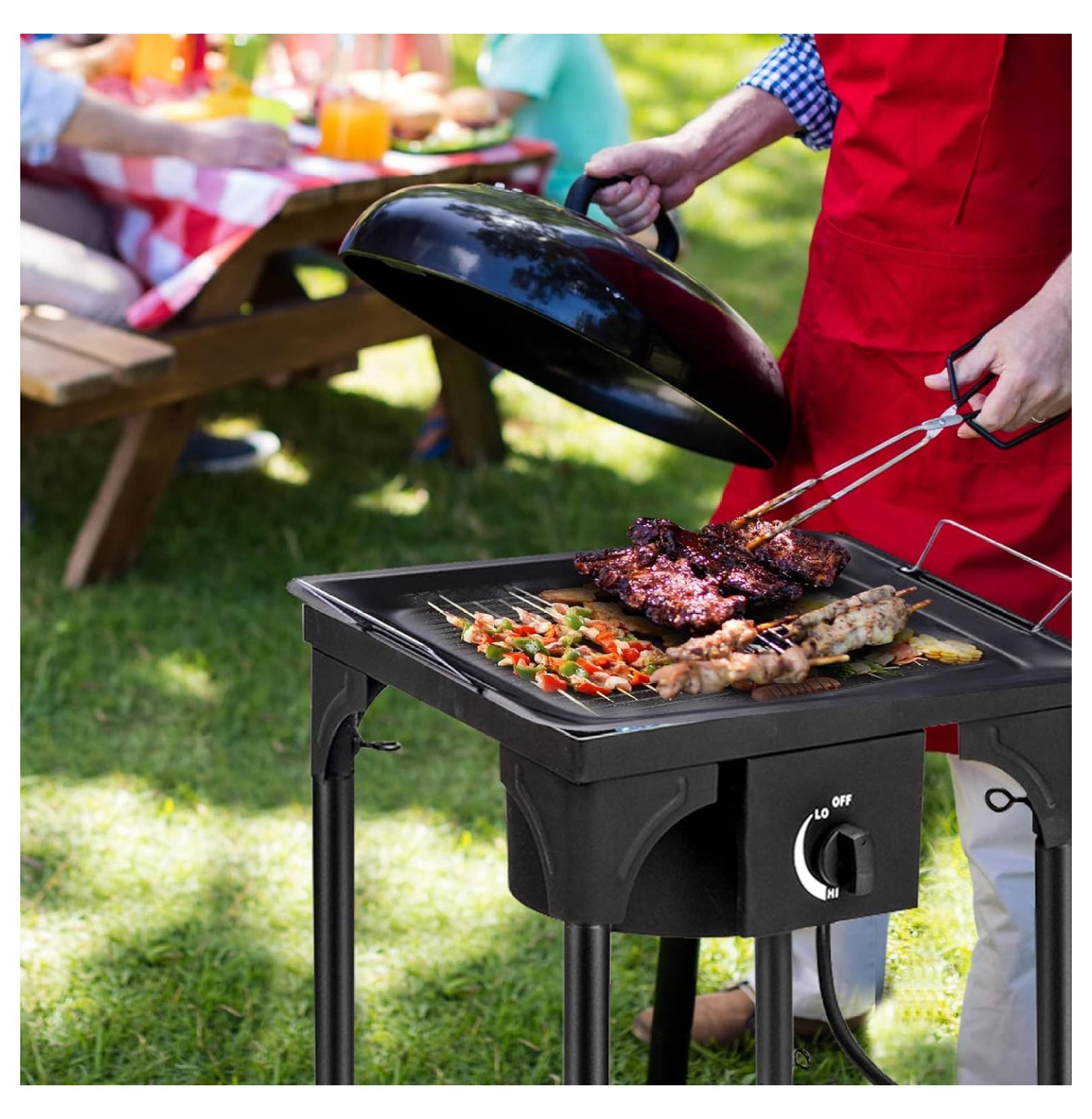 TiaGOC 1 Burner Propane Gas Stove for Outdoor Cooking, 75,000 BTU Camping Cooker with Removable Legs, Temperature Control Knobs for Backyard Cooking, BBQ, Baking and Frying(Single Burner)