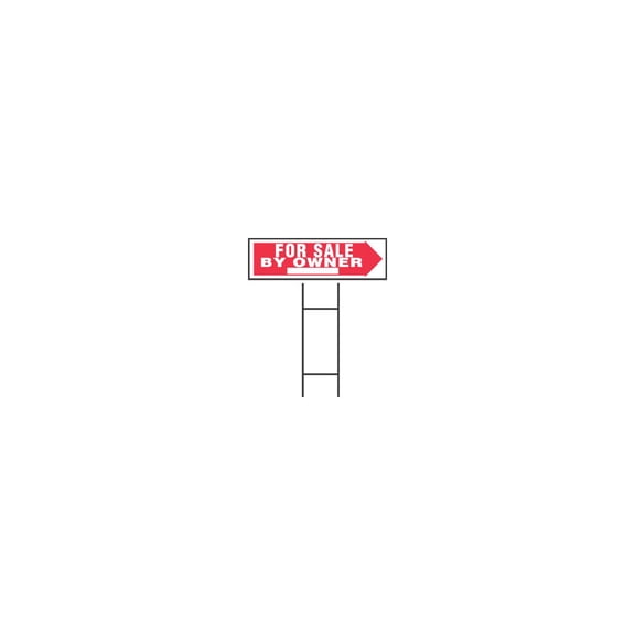844383 "For Sale By Owner" Sign, Plastic, 10 x 24-In. - Quantity 1