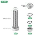 thumbnail image 3 of Uxcell 4-Pack Tornillo de Cabeza Hexagonal con Tuercas, Arandelas Planas y de Bloqueo M12x45mm, 3 of 6