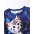 thumbnail image 3 of Little Girls Clothes Pussy Pattern Printed Round Neck Short Sleeved T-shirt Spring Summer Big Kids Clothes, 3 of 5