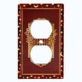thumbnail image 2 of Metal Light Switch Plate Cover Elegant Gold Candle Frame Starry Moon Maroon FRA034, 2 of 13