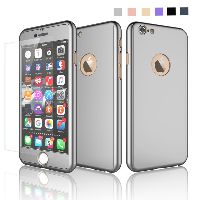 iPhone 6S Case, iPhone 6 Sturdy Case, Thin Exact-Fit Premium Matte Finish Dual Layer Hard Case For iPhone 6S / 6 with Tempered Glass Screen Protector For iPhone 6S / 6 4.7 -Blue