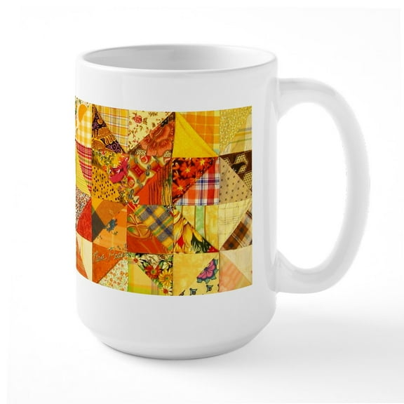 CafePress - Fun Patchwork Quilt Large Mug - 15 oz Ceramic Large White Novelty Mug