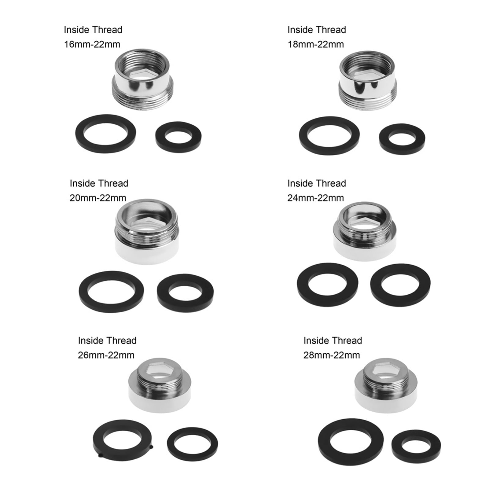 Faucet Aerator Connector Metal Outside Inside Thread Water Saving Adaptor Kitchen Faucet 16/18/20/22/24/28/mm To 22mm With Gasket For Bathroom Or Kitchen ,Water Saving
