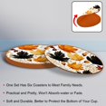 thumbnail image 4 of Thanksgiving Elegant Microfiber Leather Round Coasters (6PCS) – 11x11 cm/4.3x4.3 in Set for Drinks, Table , Home Decor, 4 of 6