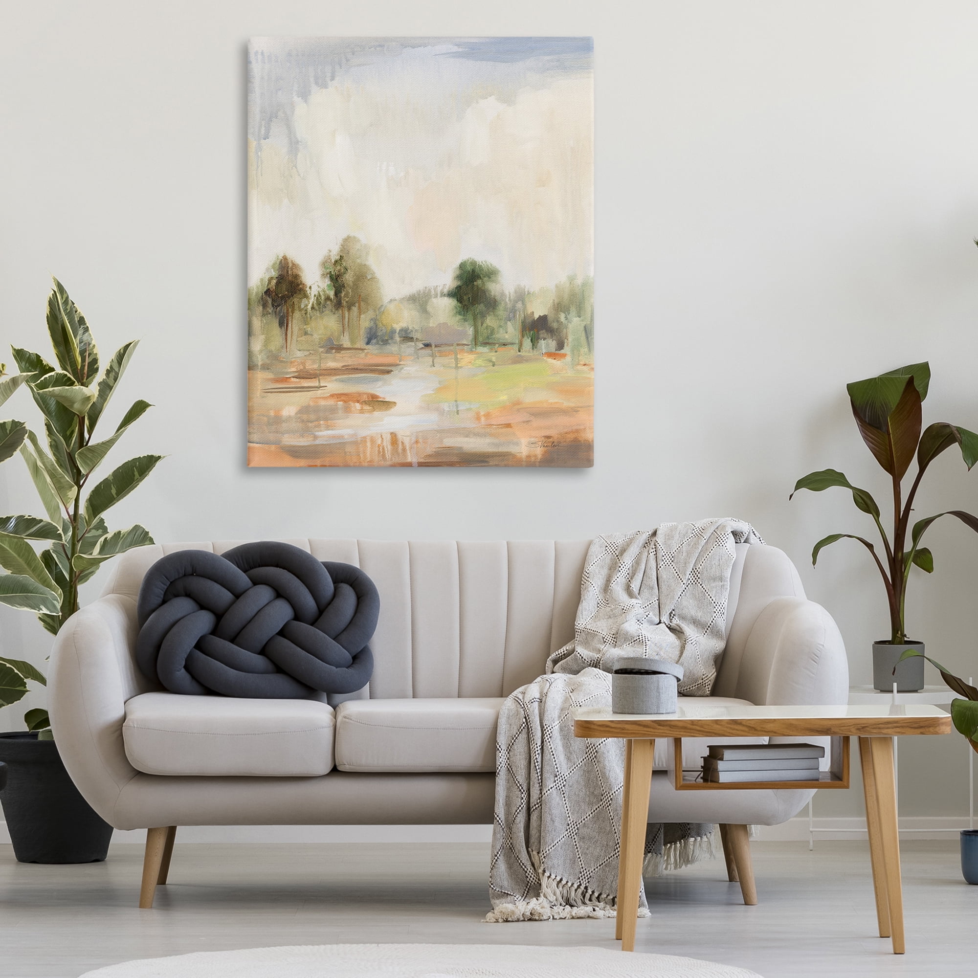 Stupell Industries Summer Rain Landscape Landscape Painting Gallery Wrapped Canvas Art Print Wall Art, 36 x 48
