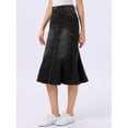 thumbnail image 4 of DARING DIVA Fishtail Denim Skirt Women's Washed Midi Jean Bodycon Skirt M Black, 4 of 6