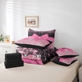 thumbnail image 4 of Pink Bowknot Comforter Set 7 Piece Bed in a Bag Twin,Kawaii Bow Knot Bedding Set,Silk Ribbon Comforter and Sheet Set Glitter Sequin Print Diamond Bed Set,Dreamy Princess Style Cute Pink Room Decor, 4 of 5