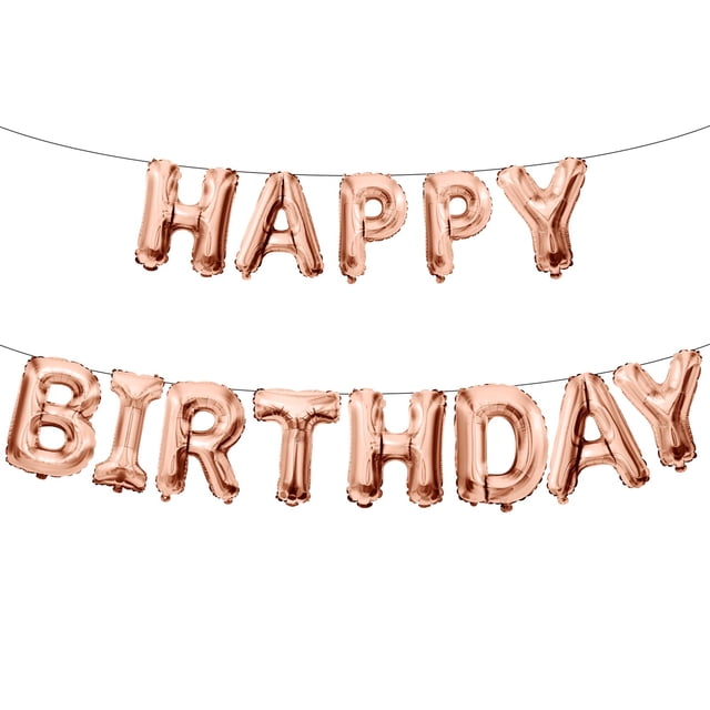 Guirnalda de Globos Joycard 16" Feliz Cumpleaños Oro Rosado