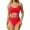 Red, variant on MIXUE Swim Suits for Women Solid Color Bikini Sets for Women Two Piece High Waisted Ruched Summer Swimwears Bathing Suits,Blue,XL