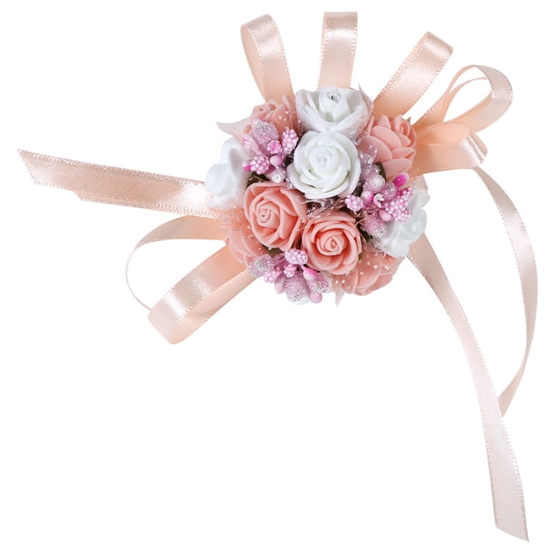 Flor De La Muñeca Flor De La Muñeca Nupcial Flor De La Mano Nupcial Boda Nupcial Dama De Honor Muñeca Ramillete Fiesta Baile De Graduación Mano Cinta Flor # 5 Champán Blanco ANGGREK Bridal Wrist Flower