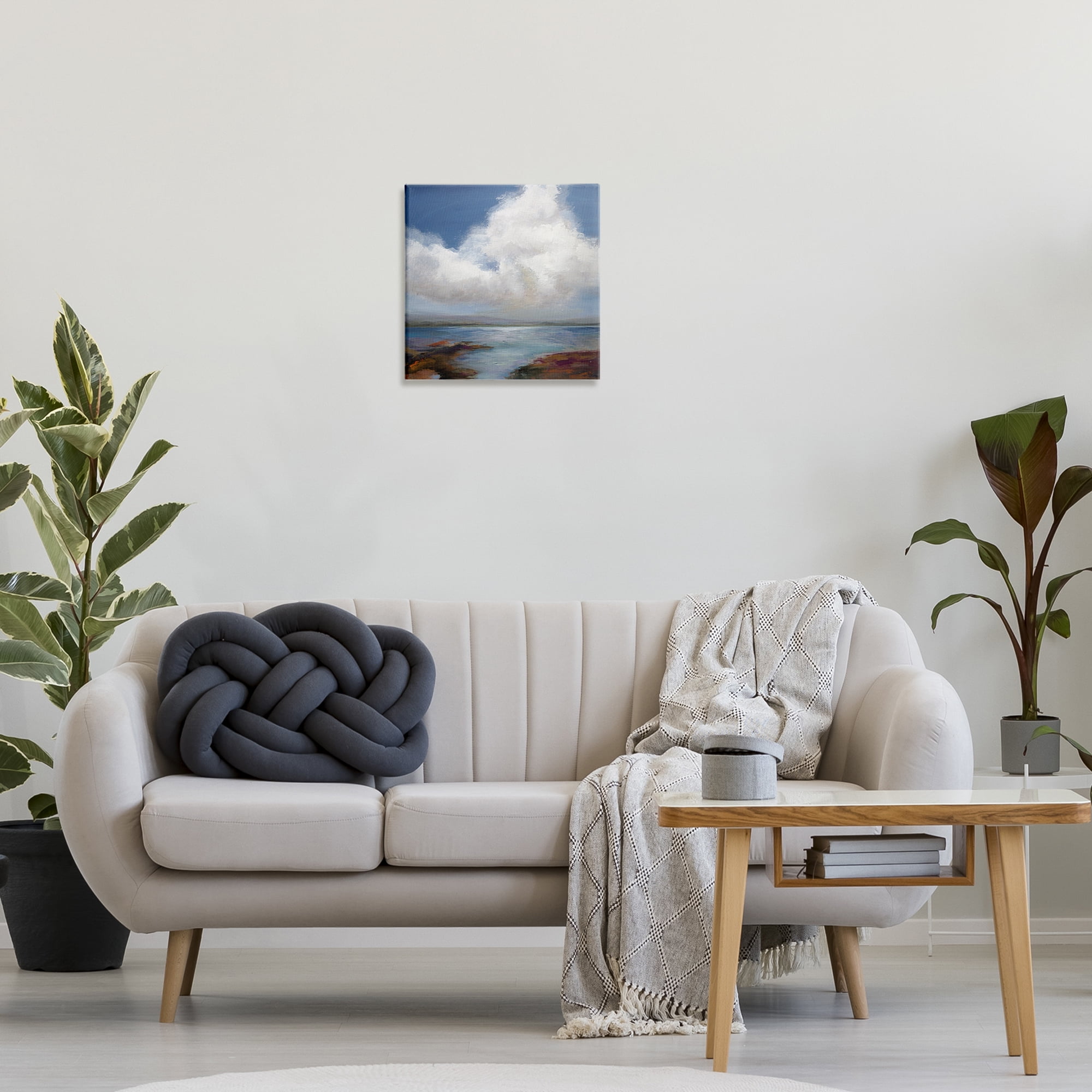 Stupell Industries Clouds over Sea Painting Landscape & Nature Painting Wrapped Canvas Art Print Wall Art, 17 x 17