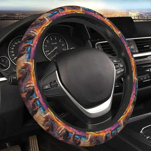 Yiaed a herd of horses Steering Wheel Cover,Universal 15 Inch Anti Slip Steering Wheel Protector Car Accessories Interior for Auto Truck SUV