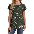 thumbnail image 3 of Camiseta de Manga Corta de las Mujeres de Cuello Redondo de Impresión Casual Top de las Señoras, Poliéster Ligero para el Hogar Diario Y Cómodo, 3 of 8