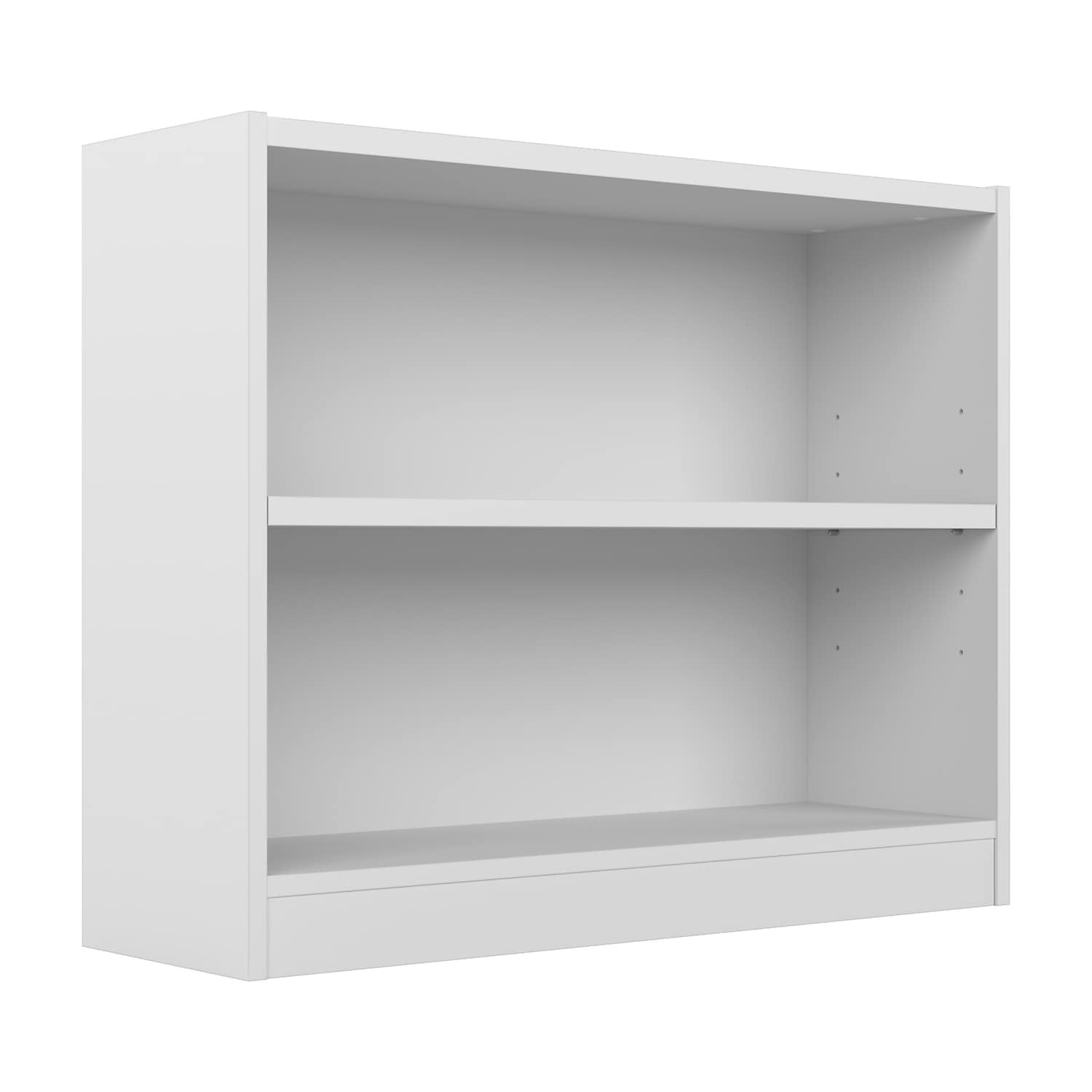 Universal 2 Shelf Bookcase in Pure White - Engineered Wood