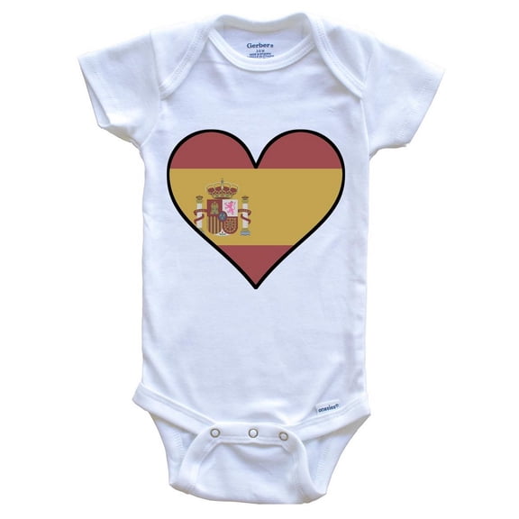 Spanish Flag Baby Bodysuit - Cute Spanish Flag Heart - Spain Baby Bodysuit, 0-3 Months White
