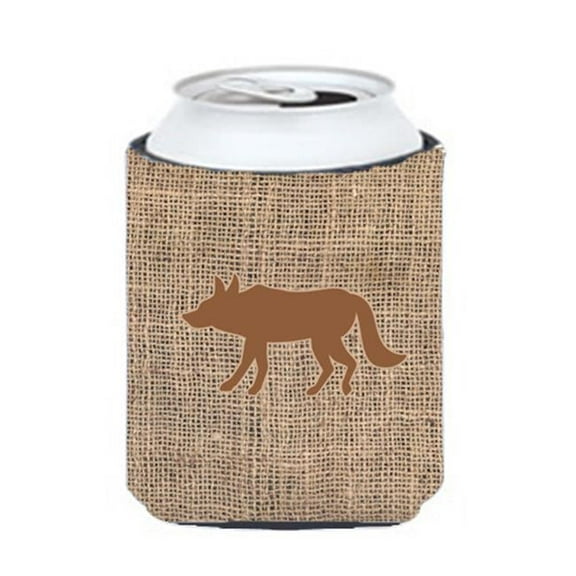 Wolf Burlap And Brown Can Or Bottle  Hugger