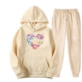 thumbnail image 3 of USSUMA Sweatsuits Women 2 Piece Outfit Hoodies Womens Long Sleeved Pullover Sweatpant Outfits Pocket Drawstring Print Tracksuit Elastic Waist Leisure Jogger Sets Plus Size Weekend Fall Suit, 3 of 3