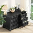 thumbnail image 4 of Brezey Farmhouse Night Stand with Charging Station,3 Drawers  End Table Dresser for Bedroom,Black Set 1  Wooden Nightstand, Bed Side Table with Open Shelf, Bedside Cabinet for Living Room, Closet, 4 of 17