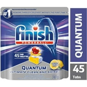 Finish Dishwasher Detergent, Quantum Max, Lemon, 45 Tablets, Shine and Glass Protect