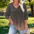 thumbnail image 2 of Plus Size Floral Print Tops for Women Trendy Casual V Neck Graphic Tee Tshirts Loose Fit 3/4 Sleeve Clothes (4XL, Gray), 2 of 6