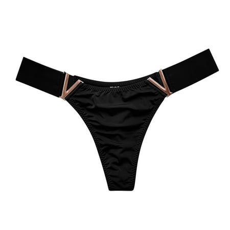 

EHTMSAK Women s Low Rise Panties T-Back Tangas Underwear Sexy Stretch G-String Thongs Black L