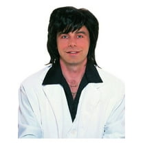 70's Shag Black Halloween Costume Wig, for Adult