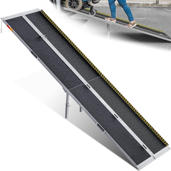 10ft Portable Wheelchair Ramp Non-Slip Aluminum Folding Handicap Ramp Threshold