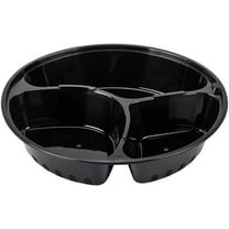 Meal Prep 48 Oz Three Compartment Food Containers with Lids 50- Pack Black Round