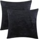 thumbnail image 1 of 18 x 18-InchBlack Fundas de almohada decorativas de 18 x 18, funda de almohada negra para cojín de sofá, fundas de almohada cuadradas de terciopelo (negro, 18 x 18, juego de 2), 1 of 5