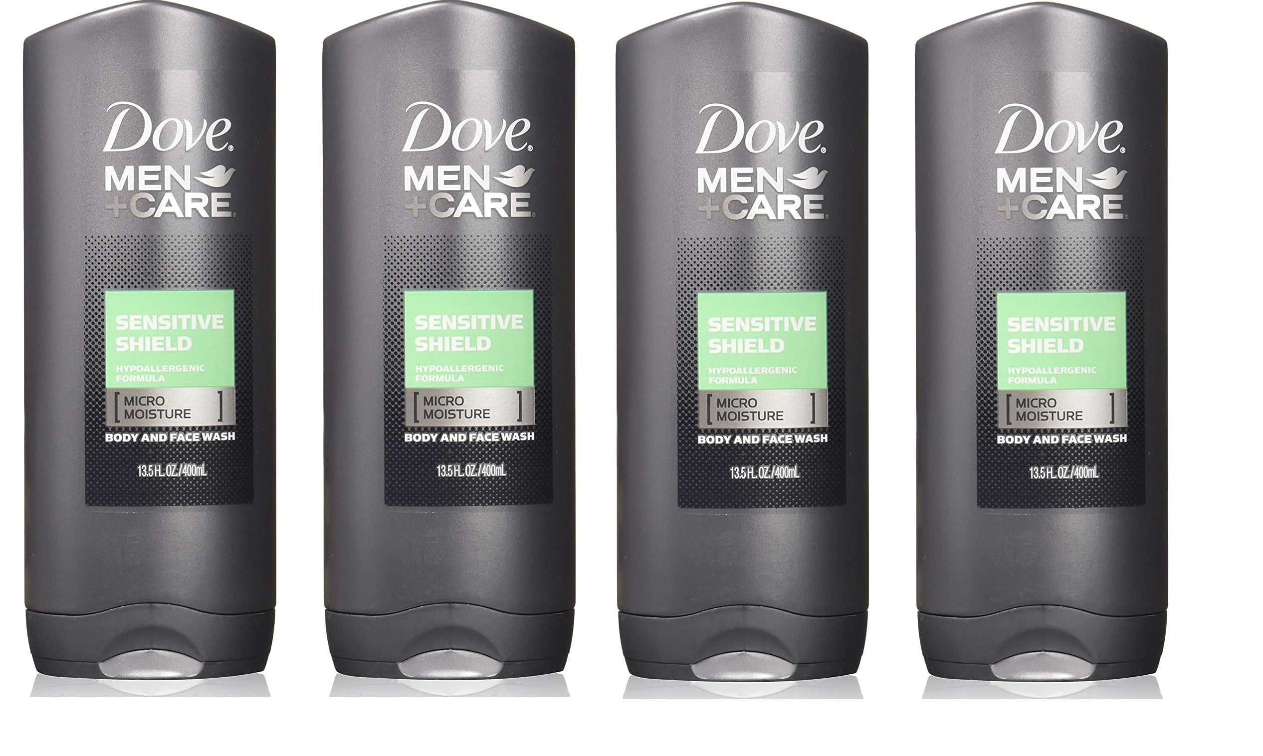 Dove Men + Care Body & Face Wash, Sensitive Shield 13.5 Fl Oz pack of 4