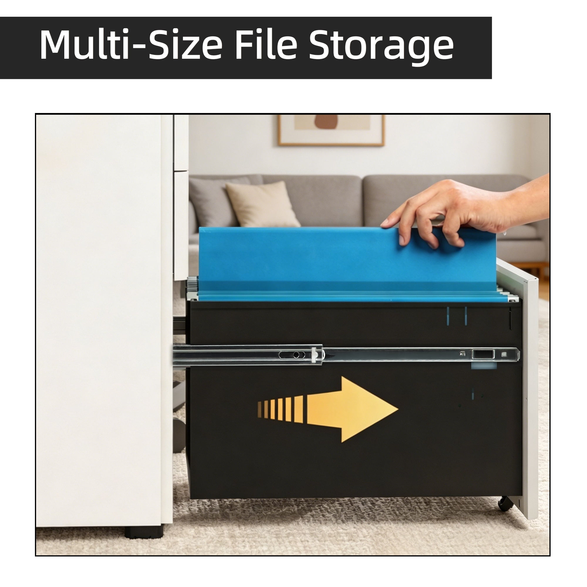 GALAXHERO 3 Drawer Metal File Cabinet with Lock, Vertical Rolling Filing Cabinet for Home Office, Fits A4/Letter/Legal, White