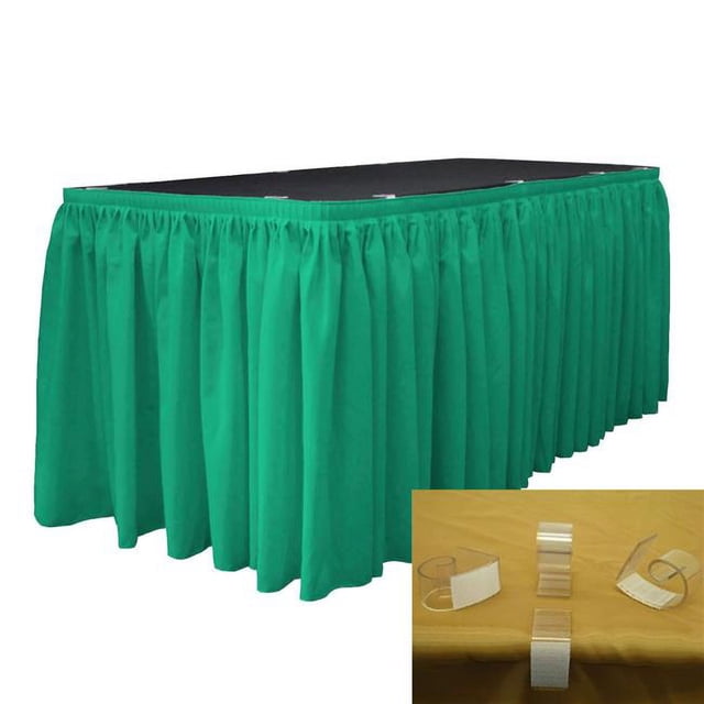 LA Linen SKT-Pop-17x29-10Lclips-JadeP53 10 L-Clips Jupe de Table en Popeline de Polyester Jade - 17 Pi. x 29 Po.