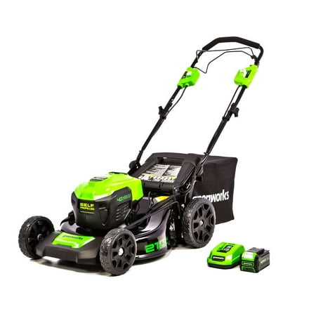 Greenworks 21" 40V Brushless Self-Propelled Lawn Mower + 5.0 Ah Battery & Charger