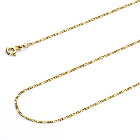 Wellingsale 14k Yellow Gold Polished Solid 1.6mm Figaro Chain Necklace with Spring Ring Clasp - 20"