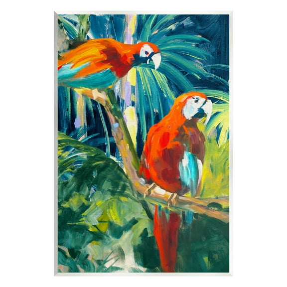 Stupell Industries Tropical Parrots in Jungle Animals & Insects Painting Unframed Art Print Wall Art, 10 x 15