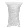 thumbnail image 1 of 1 Pc, Glitz Sequin Spandex Cocktail Table Cover 30"-32" Round - Silver For Wedding Ceremonies & Receptions, Bridal Showers, Baby Showers, Quinceaneras, Anniversary Parties, Or Special Event, 1 of 1