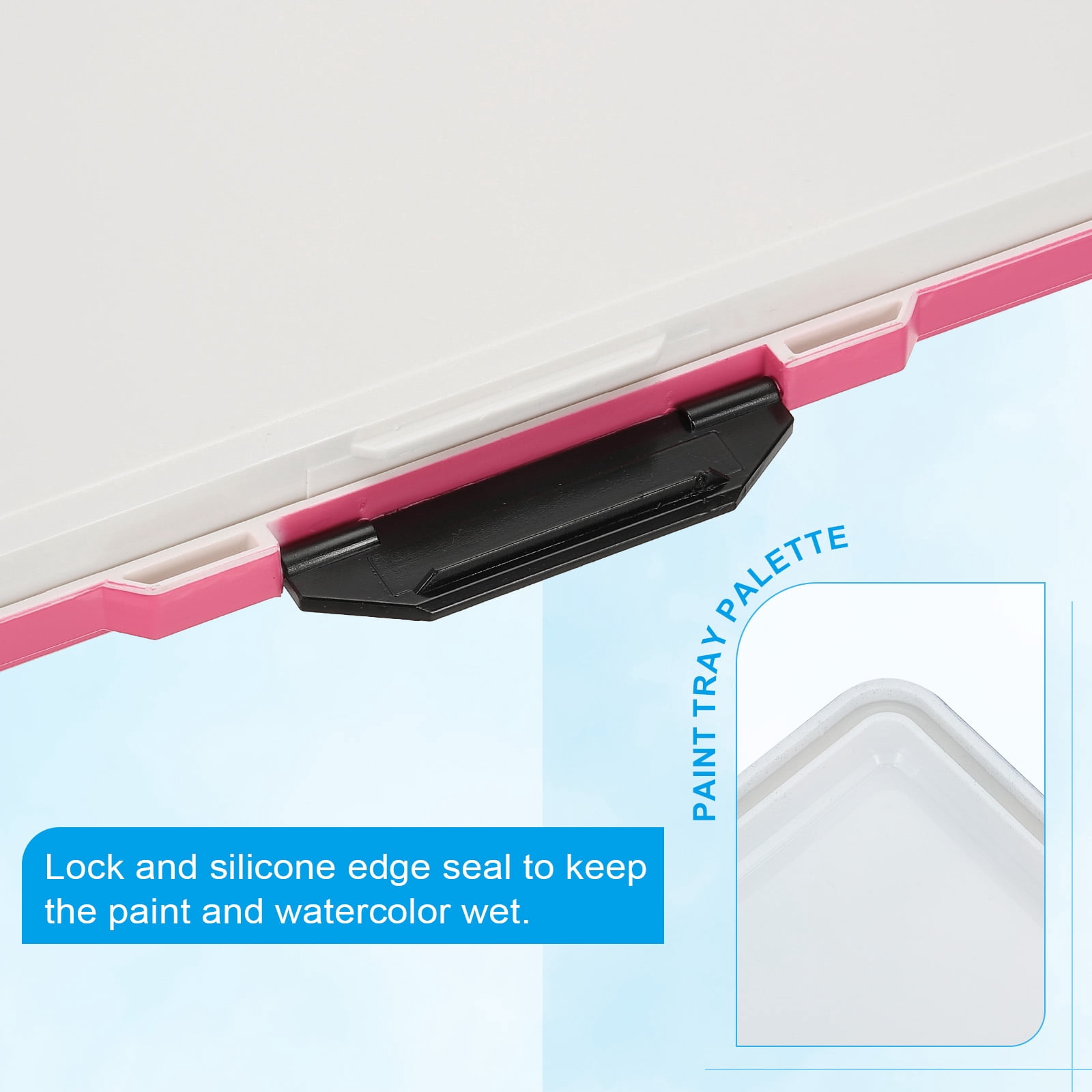 Uxcell 33 Wells Paint Storage Box, Airtight Folding Painting Palette, Pink