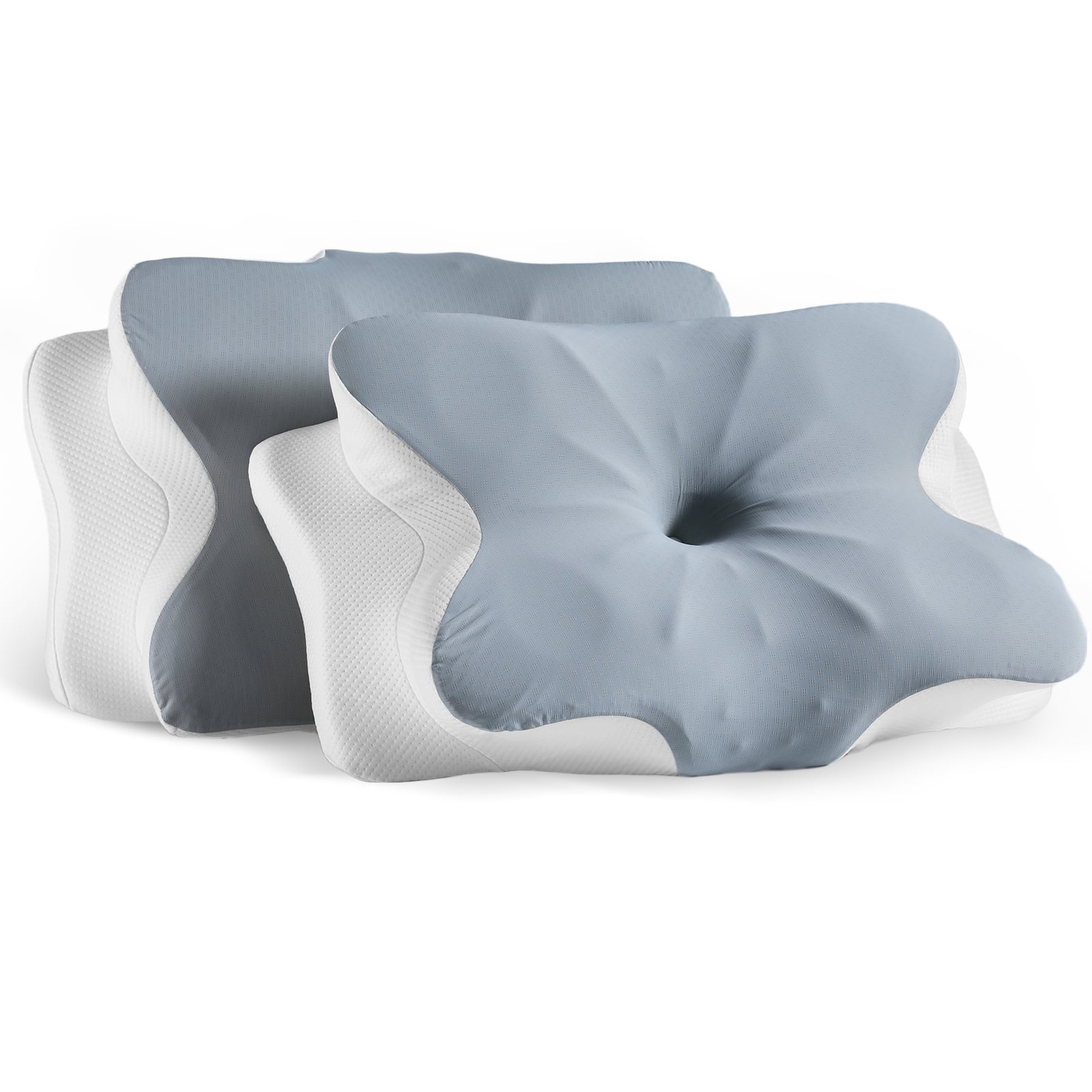 Cooling Memory Foam Pillow Cervical Pillow for Neck and Shoulder Ergonomic Neck Support Pillow for Side Back Stomach Sleepers with Pillowcase, Grey