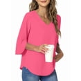 thumbnail image 3 of UVN Womens Blouses 3/4 Sleeve V Neck Summer Shirts for Women Chiffon Dressy Casual Tunic Tops, 3 of 9
