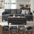 thumbnail image 3 of Pingliang Home 101" Convertible Sectional Sofa with Ottoman Coffee Table,U Shaped 4 Seat Sofa Couch with Storage Pockets,Modern Linen Sofa Bed with 3 Ottoman for Living Room Apartment Office Studio, 3 of 12