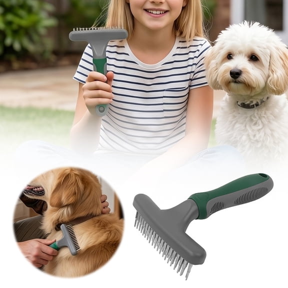 LLDYYDS Pet Grooming Tool for Dogs and Cats, Dual-Sided Dematting Comb and Undercoat Rake, Deshedding Brush for Removing Tangles Knots 16.3cm