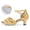 Gold, variant on Women's Sparkly Sequins Ballroom Heels, Adjustable Ankle Strap Dance Shoes, Comfortable Low Heel Sandals for Social Dancing, Parties Blue 38