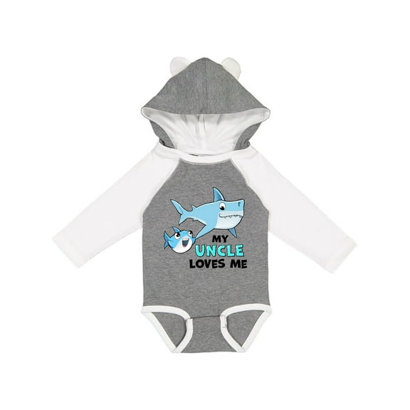 Inktastic My Uncle Loves Me with Cute Sharks Boys or Girls Long Sleeve Baby Bodysuit