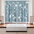 thumbnail image 2 of Ambesonne Floral Kitchen Curtains, Buds Blossoms Leaves Ivy, 55"x39", Slate Blue White, 2 of 3